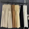 Spódnice japońskie vintage bawełniane lniane plisowane kobiety Spring Spring Casual Pockets High talia A-line Cargo Midi Japan Saia Mujer