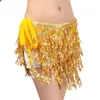 Belts shorts saia da dança da barriga cadeia Tassel Tassel Lantejoula de camada dupla de laço-up Desempenho mini-cintura Wrap Latin Practice Short Short