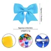 Hårtillbehör 10 Baby Ribbon Bow Clips Kawaii Mini Söt fast färg Satin Bucket Set Girl Sweet Wholesale D240513