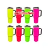 H2.0 30oz 40 Unzen Quencher Tumbler Vakuum Isoliert Doppelmauerte Neon Farbe große Kapazität Kaffeetassen mit Griff und Stroh für Sublimation 20pcs/Gehäuse
