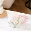 Tassen Tulip Becher kreativer Keramik Tasse Handgeschenk Schönes Paar Kaffeewasserlehrer Tag Geburtstag