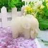 Figurines décoratives 7,5 cm en marbre blanc naturel Jade éléphant cristal sculpté animal Figurine guéris