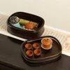 Tee Tabletts handgefertigt zu Hause staubdichter japanischer Bambus Set Aufbewahrungsbasketballmaschine Handwerk Multifunktions Kosmetikschale Kosmetikschale