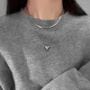 Pendant Necklaces Charm Stainless Steel Double Layer Peach Heart Necklace Jewelry For Women Choker Clavicle Chain Aesthetic Y2k Jewel A0H8