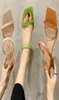 Hausschuhe 2021 Chunky Slides Women 6cm High Heels Mules Fetisch Sommersandalen Block Low -Prom -Plattform Stripper Green Shoes1061464