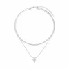 Pendant Necklaces Charm Stainless Steel Double Layer Peach Heart Necklace Jewelry For Women Choker Clavicle Chain Aesthetic Y2k Jewel A0H8