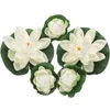 Flores decorativas 5pcs folhas flutuantes artificiais Poods de água realistas para o pátio de jardim em casa Patio Pond Aquarium Pool Wedding Party Party