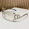 Lyxig 2024 designer solglasögon nya ramlösa solglasögon i ett stycke, personlig Y2K, fashionabla ormformade glasögon, roliga ben, solglasögon för kvinnor