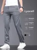 Brand Men Pants Soft Stretch Lyocell Fabric Summer Clothes Casual Pants Thin Elastic Waist Business Slim Trousers Male 240513