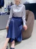 Skirts Ladies Triple Acetic Acid Mid-Length Jupe All-Match Women Front Back Layered Strap Style Skirt Spring Summer 2024