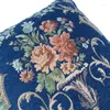 Oreiller luxe floral fleur fleur fleur tissé Jacqard Case chenille corde 45x45cm couverture bleu foncé Soft Venture par morceaux