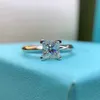 Wedding Rings Certified 1ct 2ct Princess Cut Mosonite Engagement Ring Female Colored Diamond Bridal Proposal 925 Silver Q240511