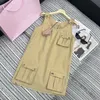 Vestidos casuais básicos Designer Idade do verão Reduzindo o estilo de menina doce Versão solta Versão de bolso emendado Tank Top Top Top ZZL9