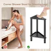 Boîtes de rangement Banc de douche d'angle non glissée surface en caoutchouc hauteur de jambe réglable de jambe en acier inoxydable à l'épreuve de la rouille 400 lb la capacité du noir