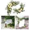 Decoratieve bloemen 2 stks kunstmatige bloem swag met groene bladeren welkom bord bruiloft boog voor voordeur prik tafel achtergrond decoratie