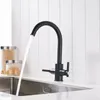 Robinets de cuisine couleur noire doubles mains rondes lavabos de salle de bain wall-in taps trou mélange mix water tap xt-13