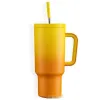 Bottiglie d'acqua Gradiente Colore 40 once Tumbler tazza con coperchi isolati a manico Cuda di caffè in acciaio inossidabile per viaggio per la casa Terma 0513