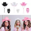 Berets Cowgirl Costume Set for Bachelorettes Party Cowboy Hat Print Bandanas Women Bridal Shower Fedoras Nightclub Suit