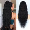 Venta en caliente ola profunda de encaje delantero delantero peluca del cabello de la cola de caballo para mujeres peluca frontal transparente hd encaje sintético peluca sintética prejuguito