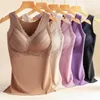 Camisoles Tanks Femme Bra Vest thermique en peluche sans manches V Fime Fit Slim Fit Pillover avec applique Soft Elastic