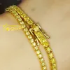Catena diamantata VVS ghiacciata con placcata in oro 2 mm 3 mm Collana bracciale da tennis in moissanite giallo dorato per uomini e donne