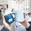 Кружки милый мультипликационные мультипликационные керамические кофейные молоко кружка с крышкой и ложкой творческий фарфоровый чашка водяной чашки.