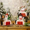 Ornament odliczanie świątecznych kalendarza adwentowego Drewniane bloki Santa Snowman Reindeer Tabletop Dekoracja 1030