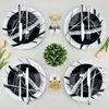 Assiettes 16 pièces rondes de vaisselle de vaisselle en noir et blanc Metro Stoare Dish lave-vaisselle bols pour 4