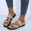 Luxury Rhinestone Sandalias Mujer Summer Sandals Women Flip Flops Flat Sandals Ladies Shoes Female Outdoor Bling Slippers 240509