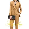 Inne odzież damskie kombinezon biznesowy Formalne spodnie kurtki kamizelki 3-częściowy zestaw podwójnie piersi Designed Color Kolor Multi-Size Working Y240509