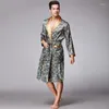 Home Clothing Men Kimono Robes V-Neck Faux Silk Bathrobes de nuit pour hommes seniors en satin senior