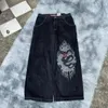JNCO Y2K workowate dżinsy mężczyźni vintage haftowane dżinsy wysokiej jakości hip hop goth harajuku mężczyzn mężczyzn kobiety swobodne dżinsy na szerokie nogi 240513