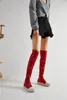 Boots Knee High Women Sneaker Casual Fashion Microfibre Cuir supérieur Hauteur supérieure Plateforme plate augmentée
