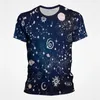 Cosmic Space Nebula Sun Star Moon T -shirt Dames Top zomer korte mouw bedrukt 240422