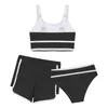 Women's Swimwear Big Girls 3 Pcs Solid Color Tanini Sets Wide Straps Bikini Tpp With Brief Swim Shorts Sporty Swimsuit Bathing Suit