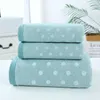 Towel 3pcs Bath Set Premium Cotton Dot Green High Quality Family Large Pack Of 3 Gift Home