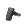 F7 Car Charger FM Sändare BT5.0 Dual USB Fast Charging PD Ports Handsfree Audio Receiver MP3 Player Colorful Atmosphere Lights with Package