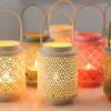 Świecowe uchwyty różowe puste metalowe wzór cylindrów ślubne centralne elementy dekoracyjne żelazne świecznik Latarn Crafts