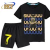 Ronaldo Siuuuuu Baskılı Çocuk Giyim Yaz Tshirt takım elbise şortları 2piye Seti Erkek ve Kızlar İçin Uygun 240511