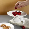 Plates White Ceramic Plate Cake Rack Dessert Dim Sum Dish Fruit Snack Tray Sushi Pan Bowl