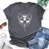 T-shirt femminile Y2K Shor Shves Sunmmer maglietta gotica pentagram moon gatto top di cotone divertente fit gurunge hipster casual moda tshirts y240509