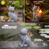 Solar Cat Outdoor Statues Garden: Outside Decor with Butterfly Clearance Yard Art Lawn Ornaments Porch Patio Balcony Home House - Birthday Gifts for Grandma Mom