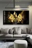 Black Golden Rose Flower Fjäril Abstract Wall Art Canvas Målning Poster Print Horizonta Bild för levande sovrumsdekor 211029354451