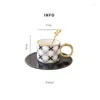 Tassen 150 ml nordisch kreative geometrische Keramik Kaffeetasse Set goldene Becher mit Löffel Büro Tee Haus Milch Milch