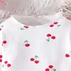 Kleidungssets Baby-Sets für Kinder Neugeborene Mädchen 1-18 Monate Pyjamas Langarm Pyjamas Kirschdruck Outfit Kleinkindkleidung Kleidung für babyl2405