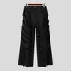 Pantalon masculin 2024 Bouton de couleur unie irrégulière Streetwear Streetwear Lignet Pantalon Joggers Fashion Male décontractée