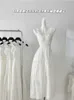 Dwuczęściowa sukienka Bez rękawów z ramię w ramię A-line bez pleców kantarki gyaru jednoczęściowy francuska elegancja ciasna bodycon sexy Q240511