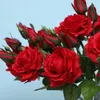Dekoratif Çiçekler Kırmızı Güller Yapay 17 "Sahte İpek Gül Anneler Günü için Gerçek Gibi Düğün Tarihi Yıldönümü Partisi Ev El Süslemeleri