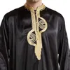 Vêtements ethniques Fashion Maslim Mens Jubba Thobes Arabe Pakistan Dubaï Kaftan Abaya Robe Islamic Vêtements Saudi Arabie Black Long Shirt Dressl2405