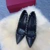 Sandały slingbacka oryginalne skórzane klasyczne sztylet letni metal designerka damska buty rivet butów płaski sandał 6 cm 8cm 10 cm seksowne pompki sandale ślubnych wysokie obcasy